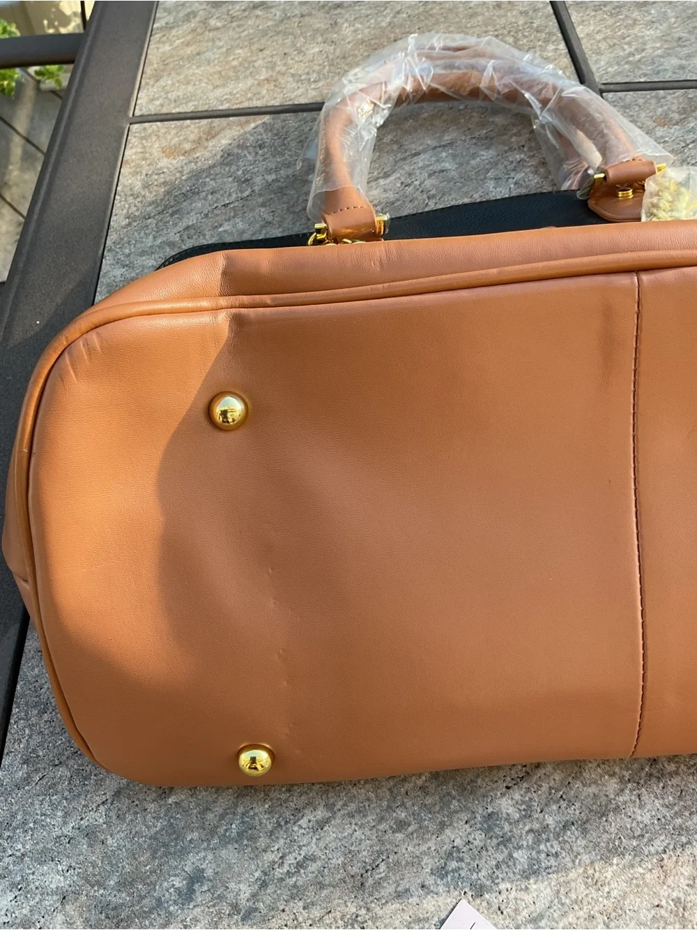 Joy & Iman black pebble leather satchel NWT